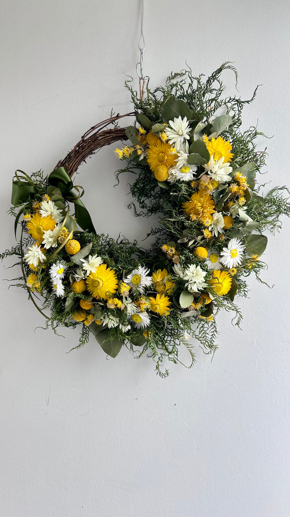 yellow, white and green wreath